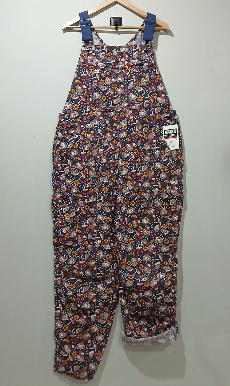 DULUTH TRADING Heirloom Gardening Bib Overalls 1X x 31 NWT Hedgehog Mushroom